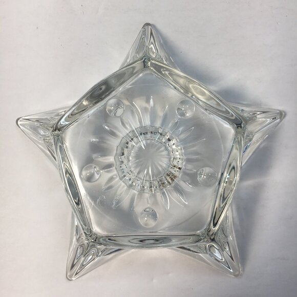 Hazel-Atlas Crystal Glass Star Line Set 2 Candle Holder Vtg Christmas Holiday - Picture 3 of 5